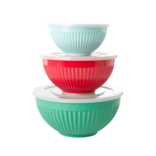 Rice - Melamine Bowls with Lid 3 pcs - Believe in Red Lipstic
