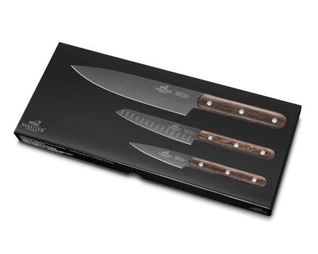 Lion Sabatier - Phenix Knife Set 3 pcs - Black/Wood (906280)
