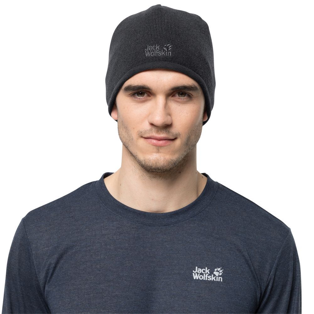 Jack Wolfskin Stormlock Logo Knit Beanie (Black)